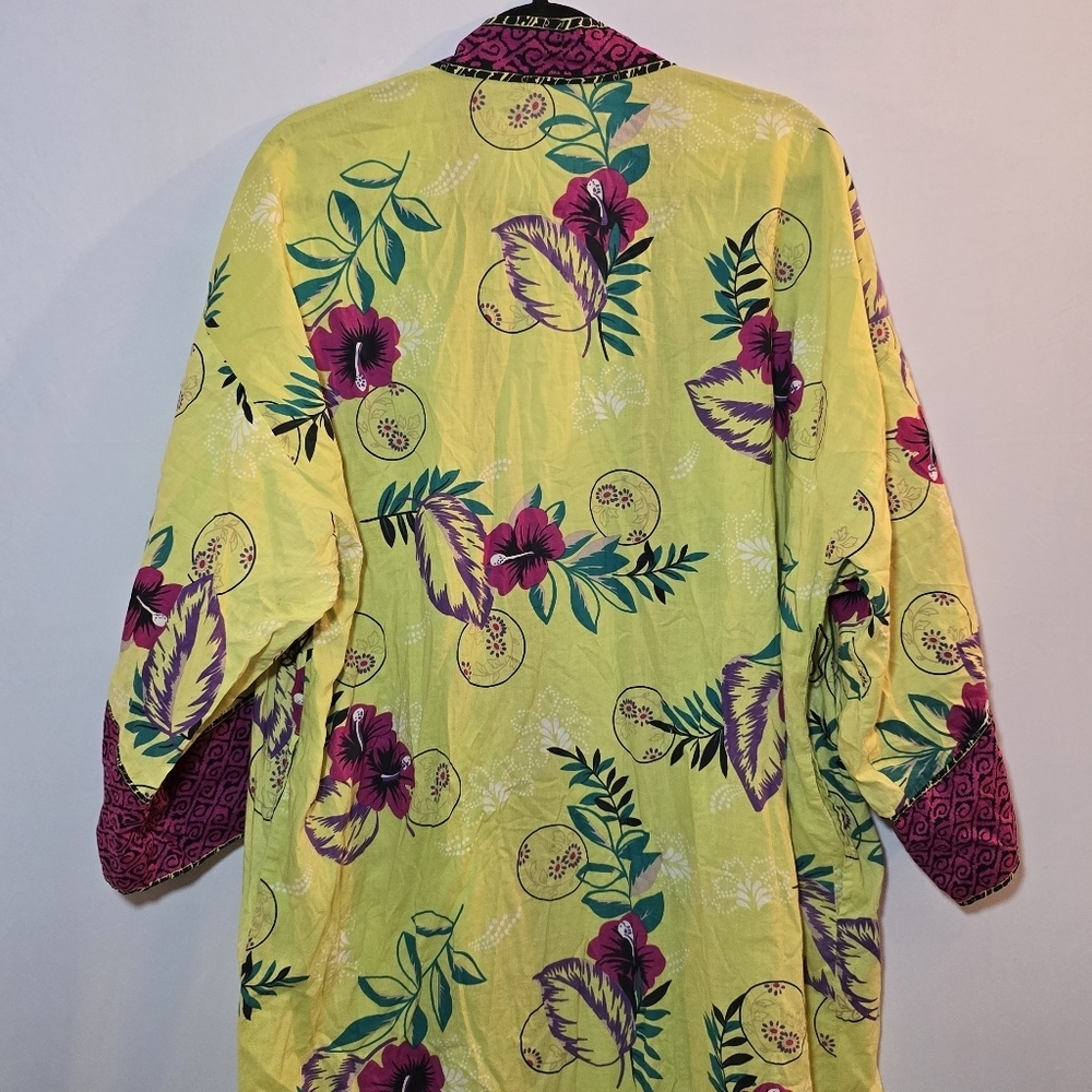 Soft Surroundings Vintage Colorful Boho Floral Print Open Front Kimono, One Size - Picture 8 of 9
